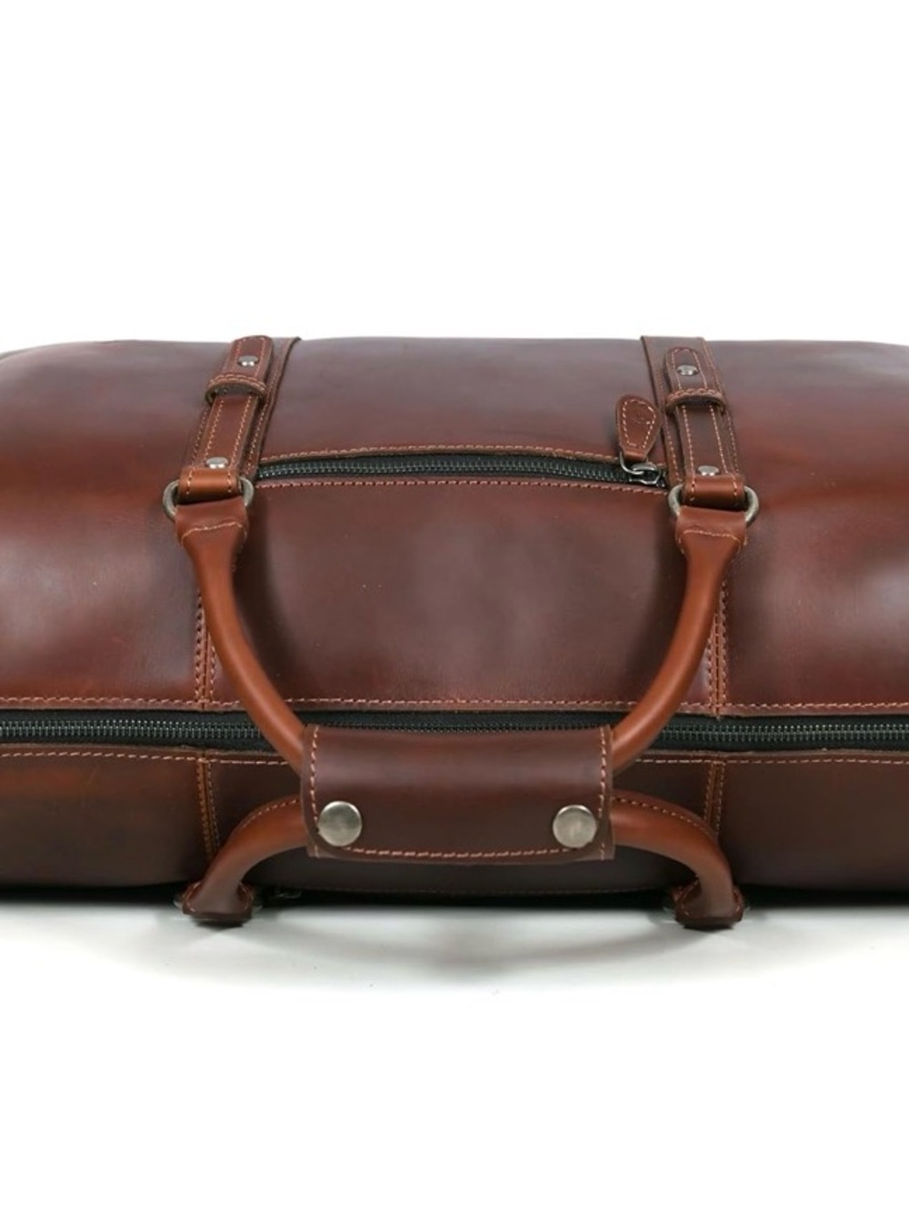 Premium Brown Leather Travel Duffel Bag - Women's/Men ‘s Travel Bag - Picture 2 of 12